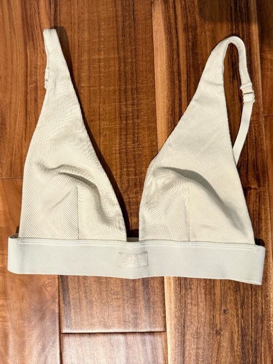 SKIMS cotton rib plunge bralette, size small, color bone - Picture 1 of 7